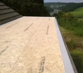 OSB3 tongue and groove decking on a flat roof in Monmouth. 