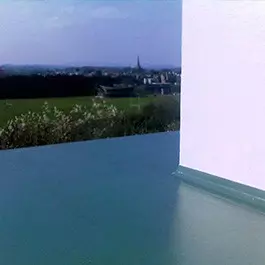 Green fibreglass flat roof in Monmouth.